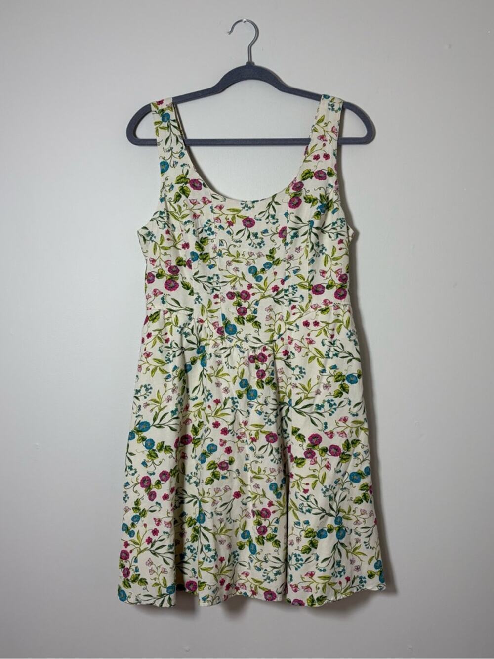 Sincerely Jules Pink Teal Floral Cotton Blend Mini Dress L Romantic Whimsy Fairy